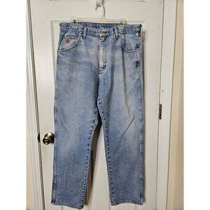 Wrangler 20X Western 38x32 Relaxed Meduim Wash Denim  Blue Jeans Straight Leg